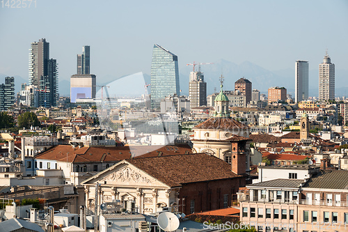 Image of aerial view over Milan Italy
