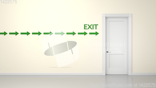 Image of door with exit sign on the wall