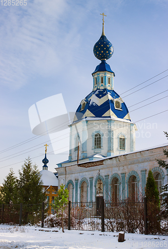 Image of Church Assumption Blessed Virgin Mary. Pestyaki. Russia