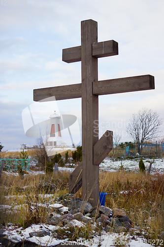 Image of Wooden cross on old Pomeranian cemetery