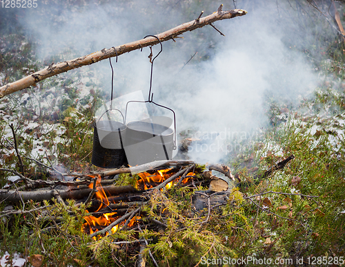 Image of Cooking on a fire in field conditions