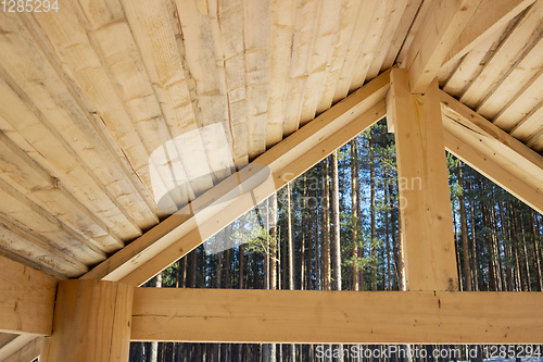 Image of Internal surface of a wooden primitive roof