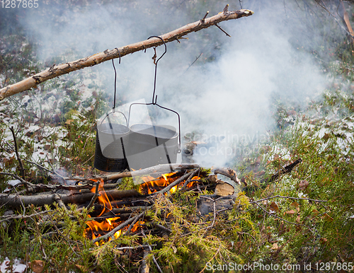 Image of Cooking on a fire in field conditions