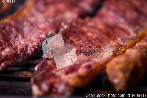 Image of delicious grilled meat on barbecue