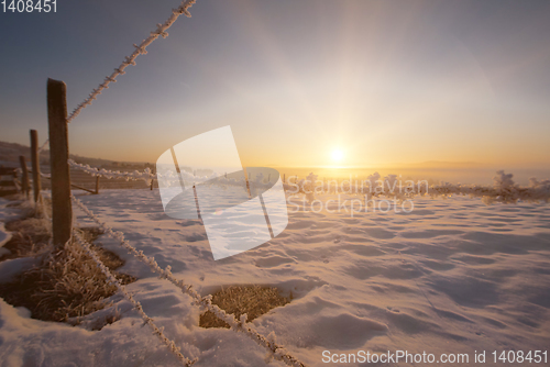 Image of winter landscape during sunset