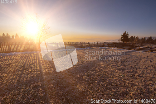 Image of winter landscape during sunset