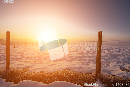 Image of winter landscape during sunset