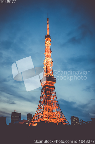 Image of Tokyo tower at night, Japan