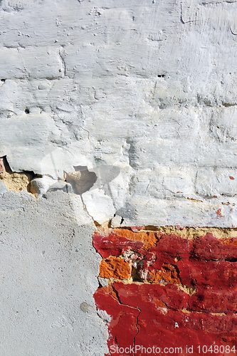 Image of Brick, plaster and concrete wall detail