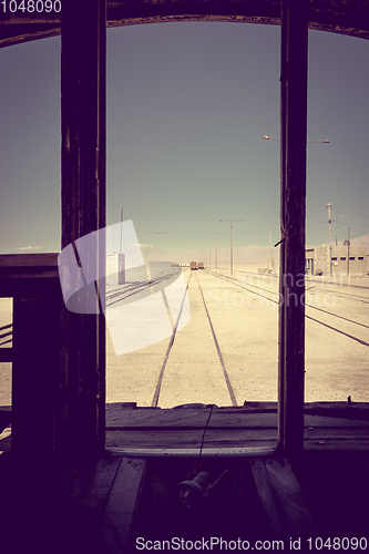 Image of Old train station in Bolivia desert