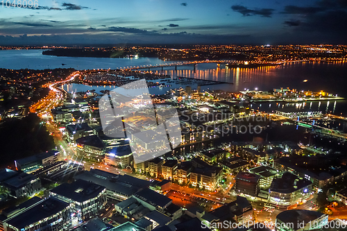 Image of Auckland aerial night view, New Zealand