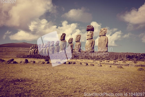 Image of Moais statues, ahu Tongariki, easter island