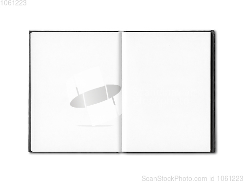 Image of Blank open notebook isolated on white