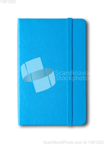 Image of blue closed notebook isolated on white