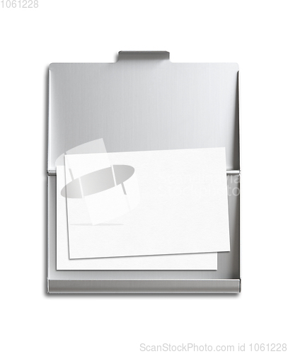 Image of Business card and cardholder mockup isolated on white
