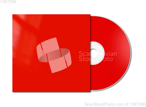 Image of Red CD - DVD mockup template isolated on white