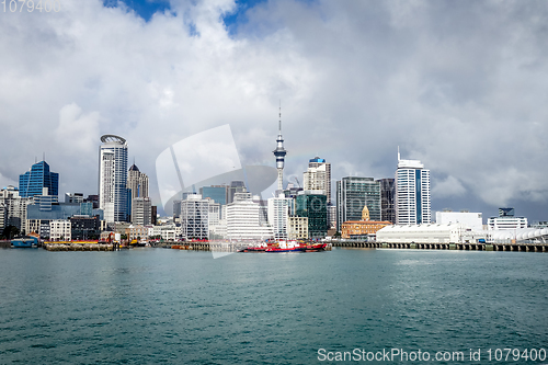 Image of Auckland view from the sea, New Zealand