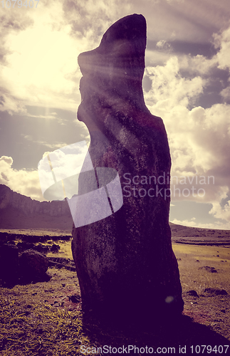 Image of Moai statue, ahu Tongariki, easter island