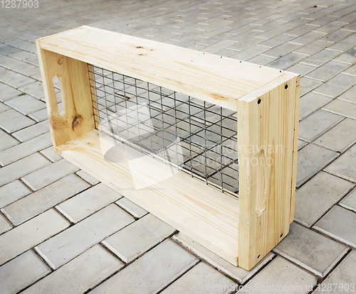 Image of Sieve with a wooden frame for garden works