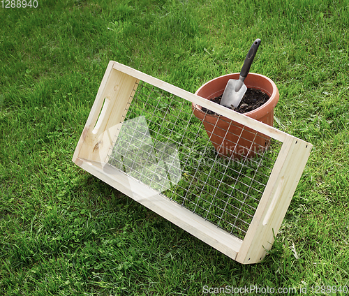 Image of Sieve for garden works and scoop