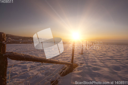 Image of winter landscape during sunset