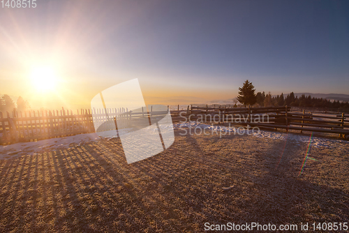 Image of winter landscape during sunset