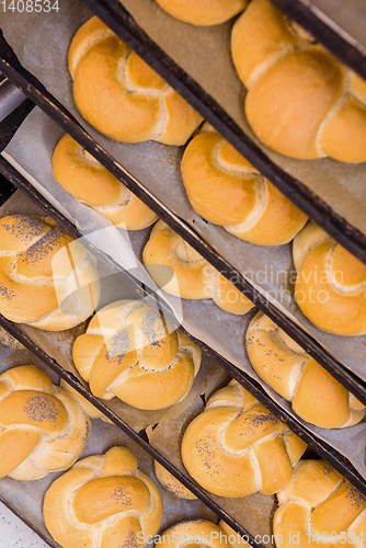 Image of bread bakery food factory production with fresh products