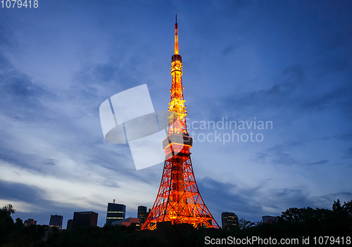 Image of Tokyo tower at night, Japan