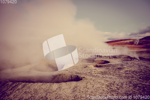 Image of Sol de manana geothermal field in sud Lipez reserva, Bolivia