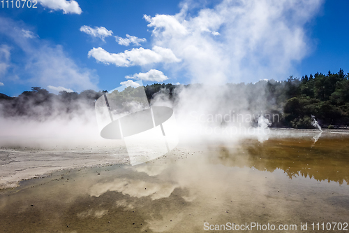 Image of Steaming lake in Waiotapu, Rotorua, New Zealand