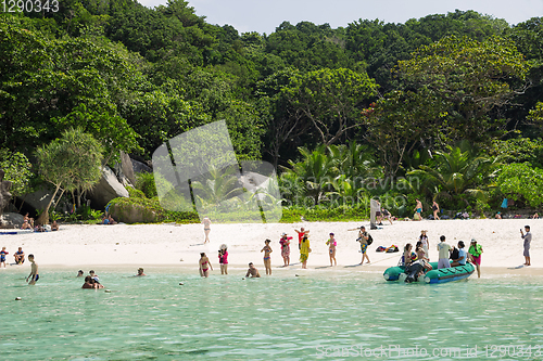 Image of People on the beach of one of the similan Island, Thailand