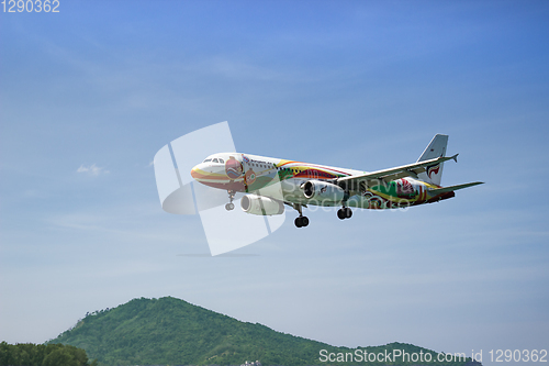 Image of  Landing Airbus A320-200 of Bangkokairway. Thailand