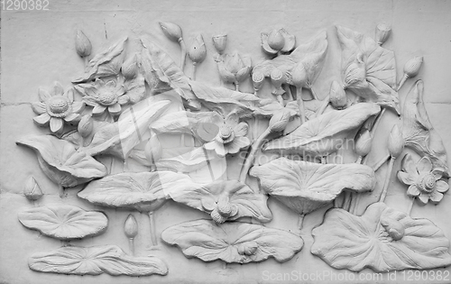 Image of White thai art stucco wall