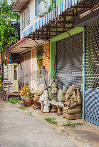 Image of In a small shop sold sculptural images of deities. Bangkok