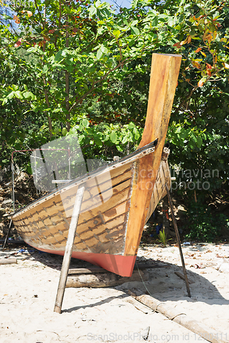 Image of Thai boat is manufacture right on the beach