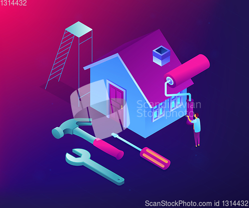 Image of DIY repair concept vector isometric illustration.