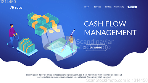 Image of Cash flow statement isometric 3D landing page.