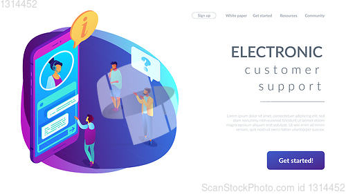 Image of Customer self-service isometric 3D landing page.