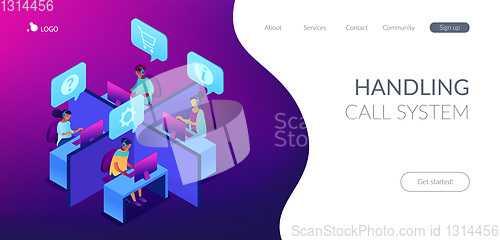 Image of Call center isometric 3D landing page.