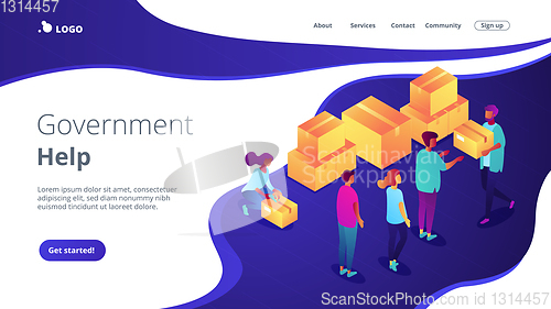 Image of Humanitarian aid isometric 3D landing page.