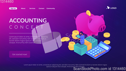 Image of Budget control app isometric 3D landing page.