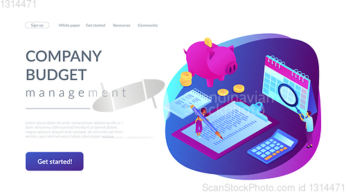 Image of Budget planning isometric 3D landing page.