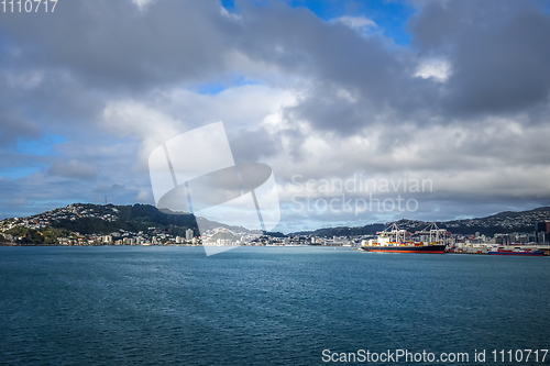 Image of Wellington city view from the sea, New Zealand