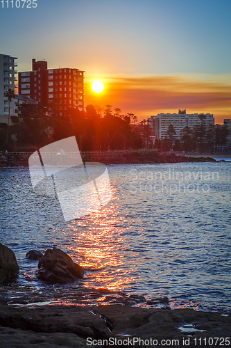 Image of Manly Beach at sunset, Sydney, Australia