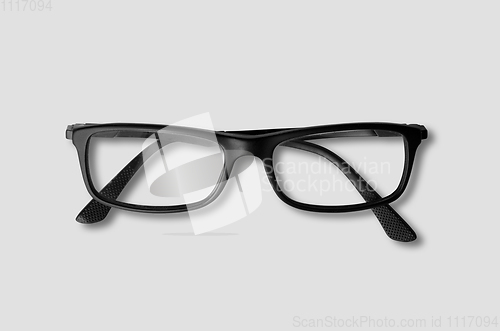 Image of Black glasses isolated on grey