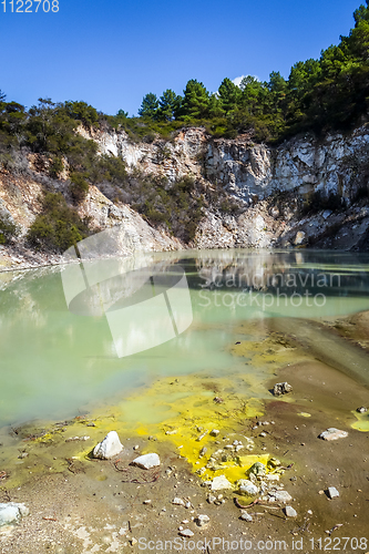 Image of Steaming lake in Waiotapu, Rotorua, New Zealand