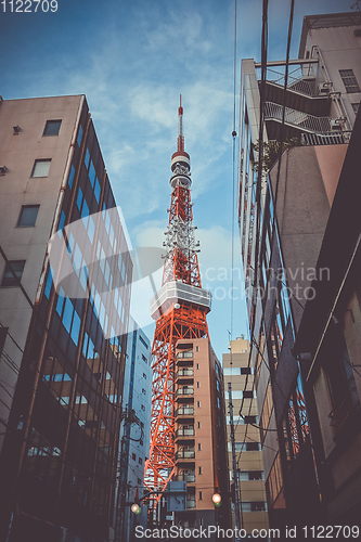 Image of Tokyo tower and buildings, Japan