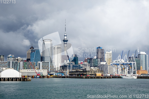 Image of Auckland view from the sea, New Zealand
