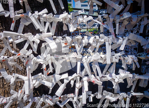 Image of Traditional Omikujis in a temple, Tokyo, Japan