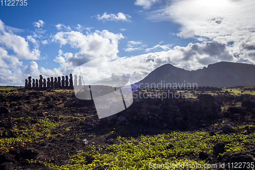 Image of Moais statues, ahu Tongariki, easter island